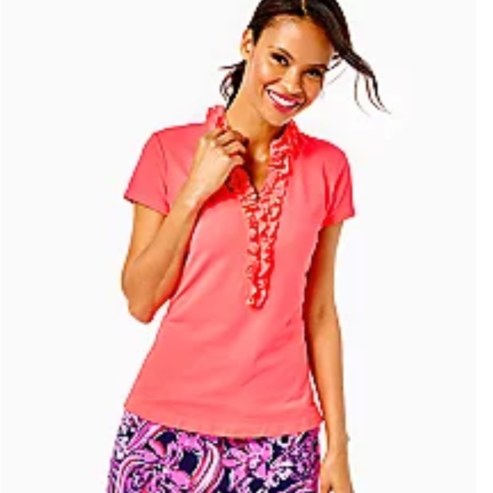 Lilly Pulitzer Luxletic Frida Ruffle Polo shirt